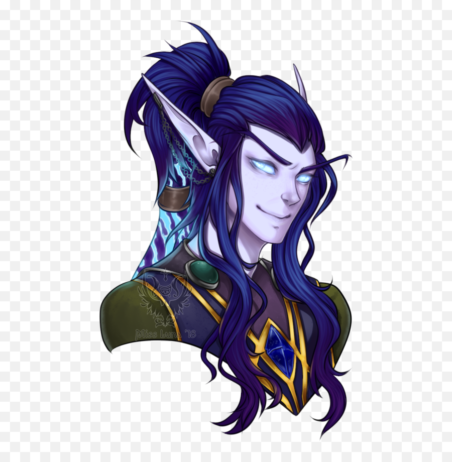 Download Hd Ears Drawing Night Elf - World Of Warcraft Wow Void Elf Male Art Png,Elf Ears Png
