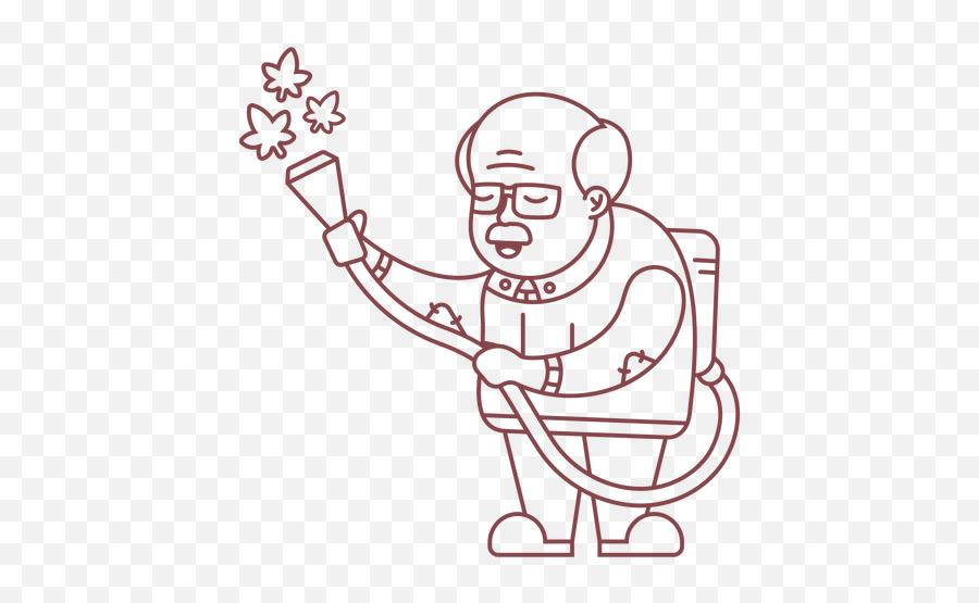 Grandpa Character Watering Plants Stroke - Transparent Png Clip Art,Grandpa Png