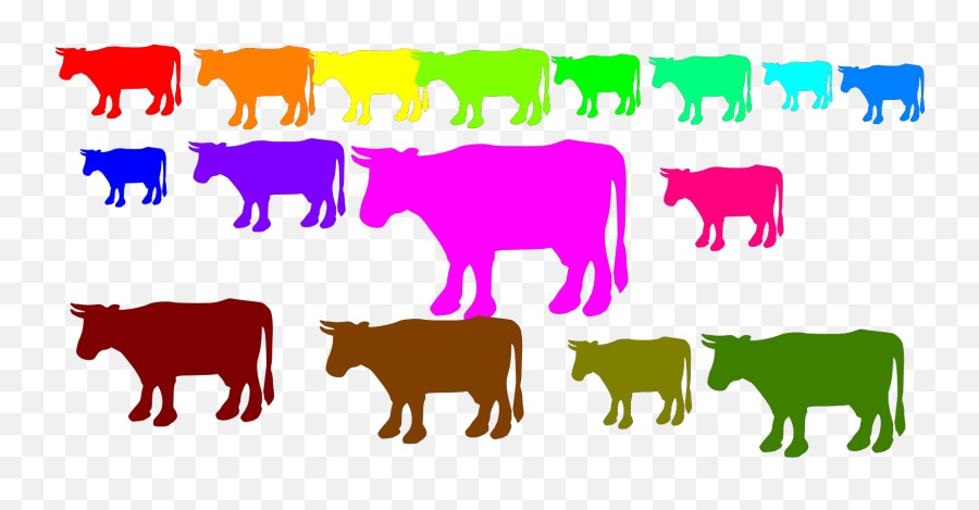 Rainbow Cows Svg Vector Clip Art - Svg Clipart Cow Silhouette Png,Cow Clipart Png