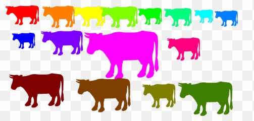 Rainbow Cows Svg Vector Clip Art - Svg Clipart Cow Silhouette Png,Cow Clipart Png