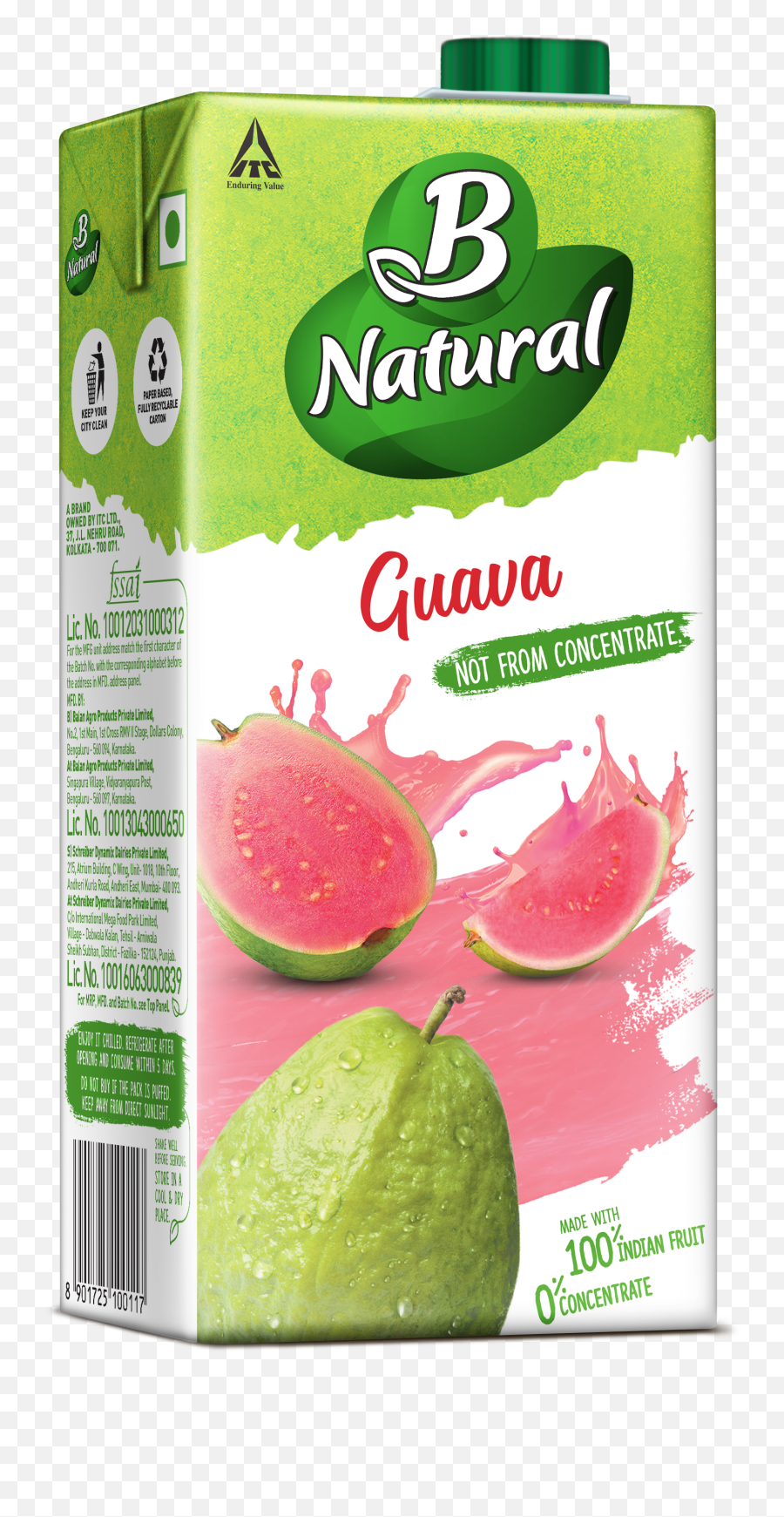 B Natural U2013 100 Indian Fruit 0 Concentrate - B Natural Guava Juice Png,Guava Png