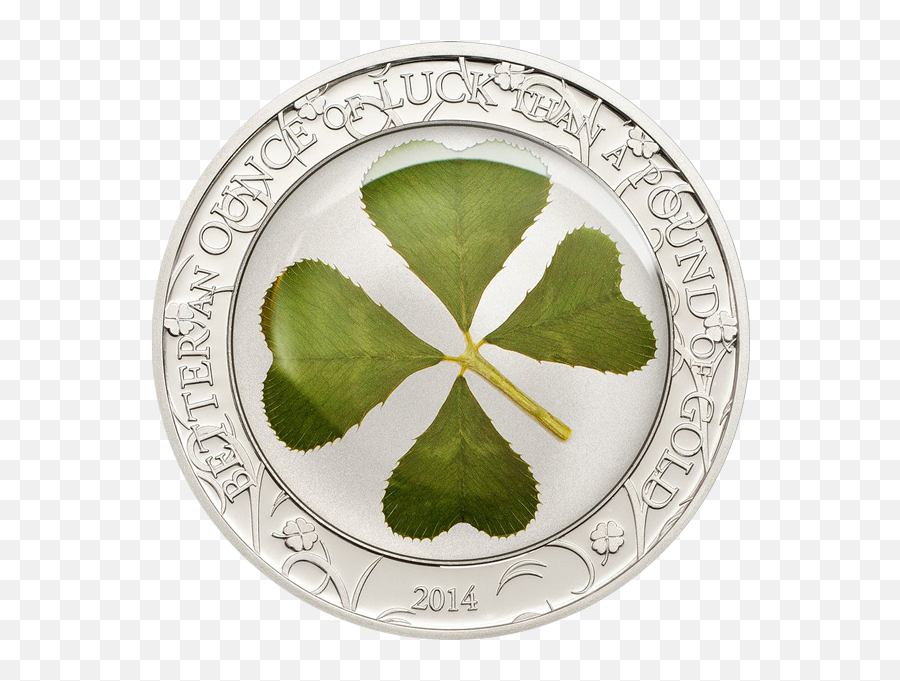 Palau 2014 5 Ounce Of Luck Four Leaf Clover Proof - Silver Coin Png,Four Leaf Clover Transparent