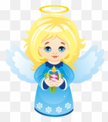 Cute Christmas Angel With Candle By - Christmas Angel Clipart Png,Christmas Angel Png