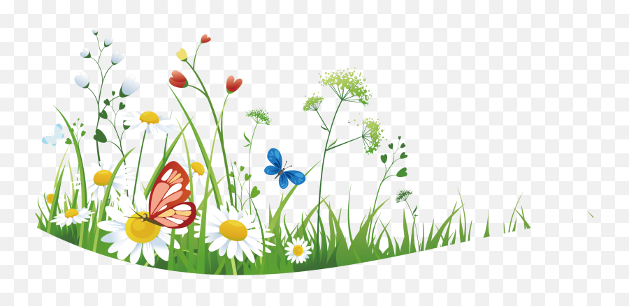 Download Wild Flowers With Grass - Png Grass Art Background,Wild Grass Png