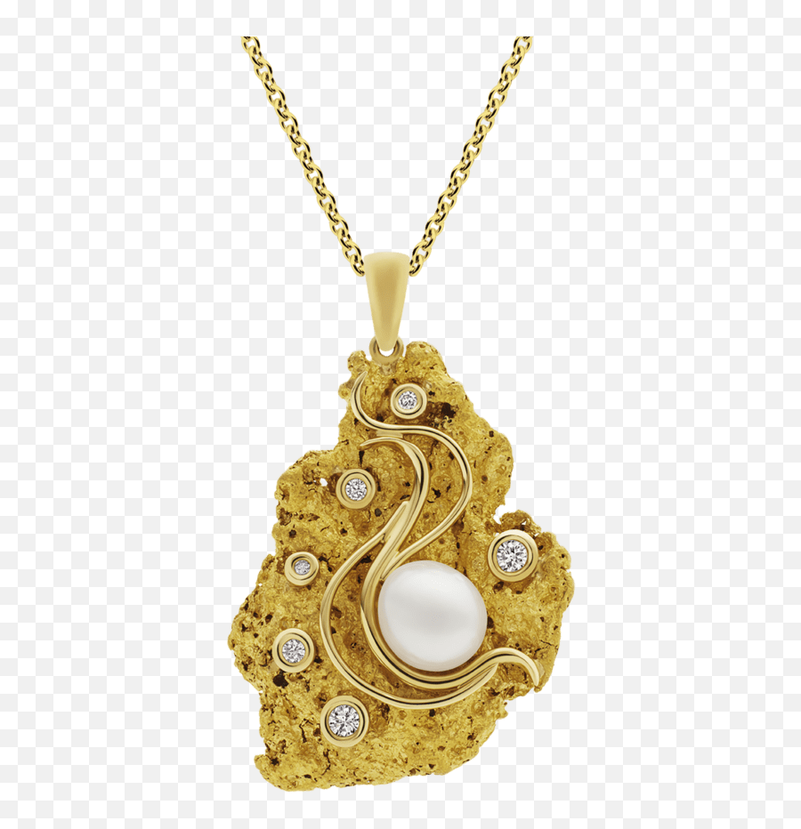 Pearl And Diamond Nugget Pendant - Premium Jewellery U2013 The Locket Png,Gold Nugget Png