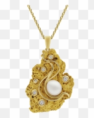 Pearl And Diamond Nugget Pendant - Premium Jewellery U2013 The Locket Png,Gold Nugget Png