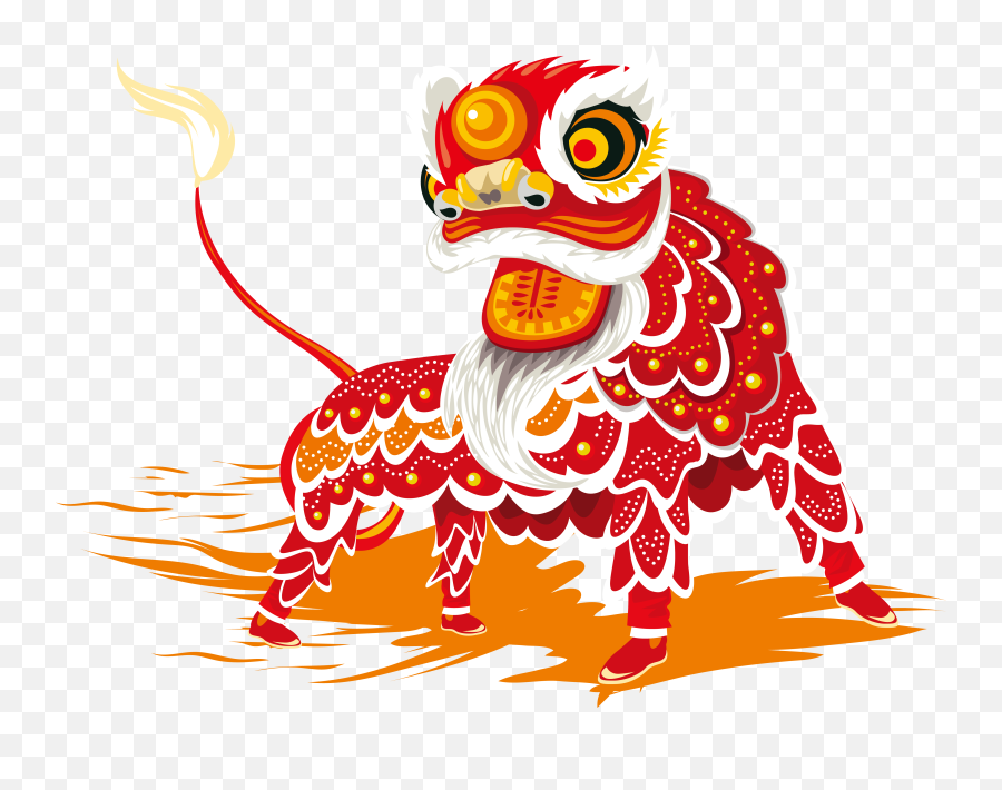 Chinese New Year Lion Dance Dragon - Lion Dance Vector Lion Dance Cartoon Png,Chinese Png