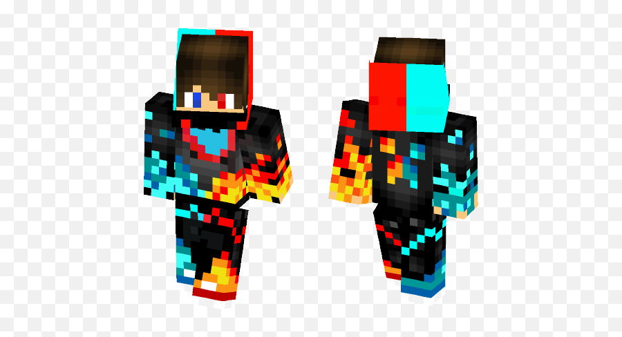 Water And Lava Fire Boii Minecraft Skin - Fire And Ice Skin Png,Minecraft Lava Png