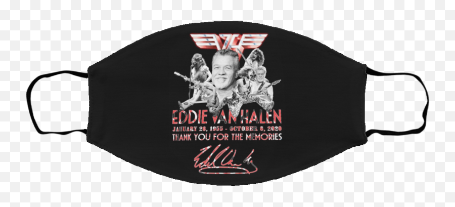 Eddie Van Halen Thank You For The Memories Face Mask - Cloth Face Mask Png,Van Halen Logo Png