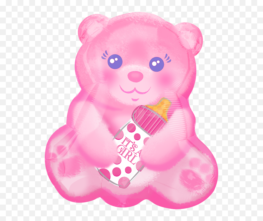 Download Hd Itu0027s A Girl Bear Foil Balloon - Baby Girl With Blue Bear Photo Cartoon Png,It's A Girl Png