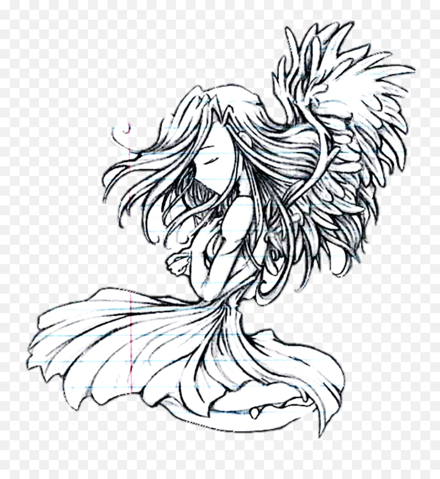 Angel Outline Png - Beautiful Easy Drawings Of Angels,Icon Of Guardian Angel