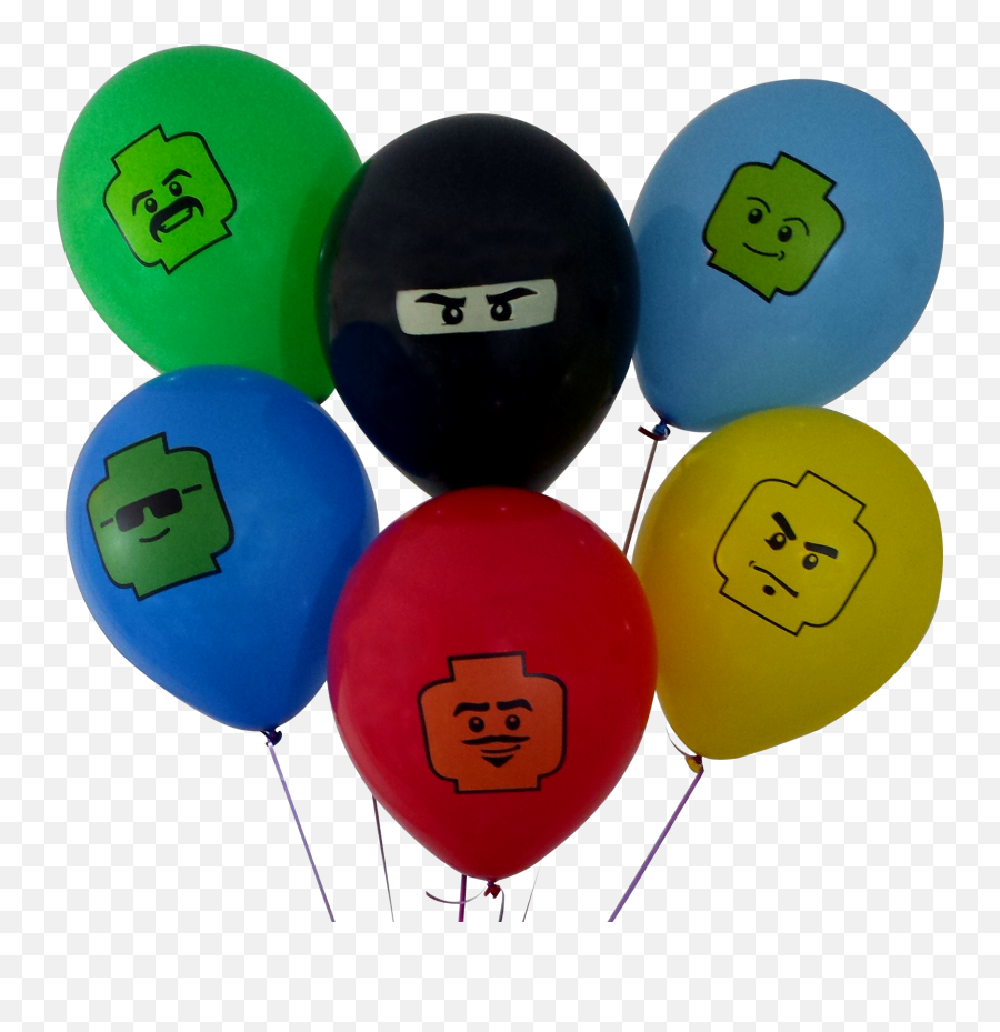 12 Party Balloons For Brick Building - Inspired Party 6 Colors 6 Fun Characters 24 Balloons Total Great Supplement To Your Brick Building Party Transparent Birthday Lego Characters Png,Scary Doll Themes And Icon For Android Phone