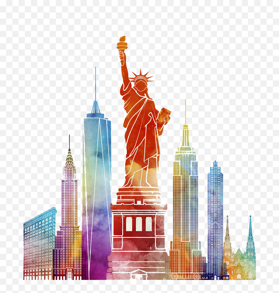 Download City Comics Poster Illustration Watercolor York - New York City Painting Png,New York Skyline Icon