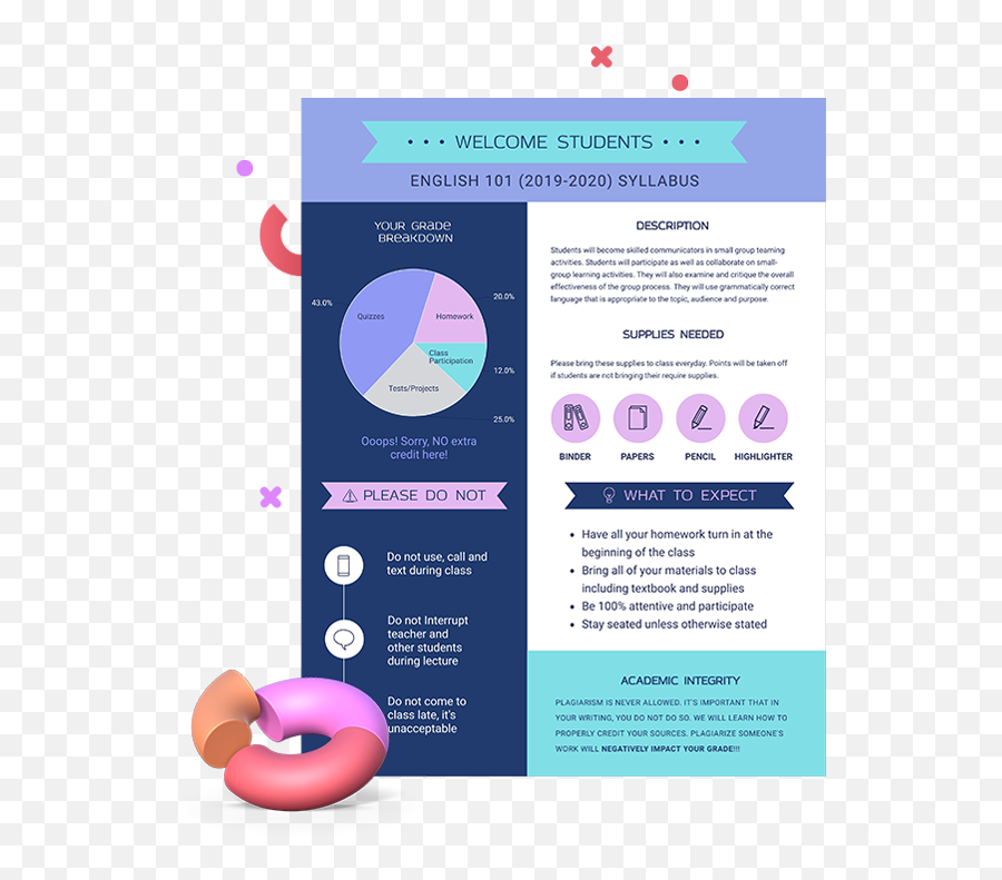 Free Syllabus Templates - Customize U0026 Download Visme Course Syllabus Template Design Png,Syllabus Icon