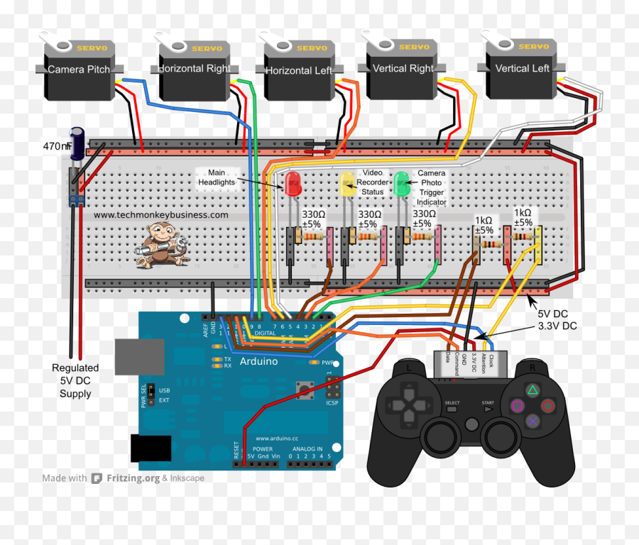 Ps2 Controller Arduino And Servo - Arduino Game Controller Wiring Diagram Png,Ps2 Controller Png
