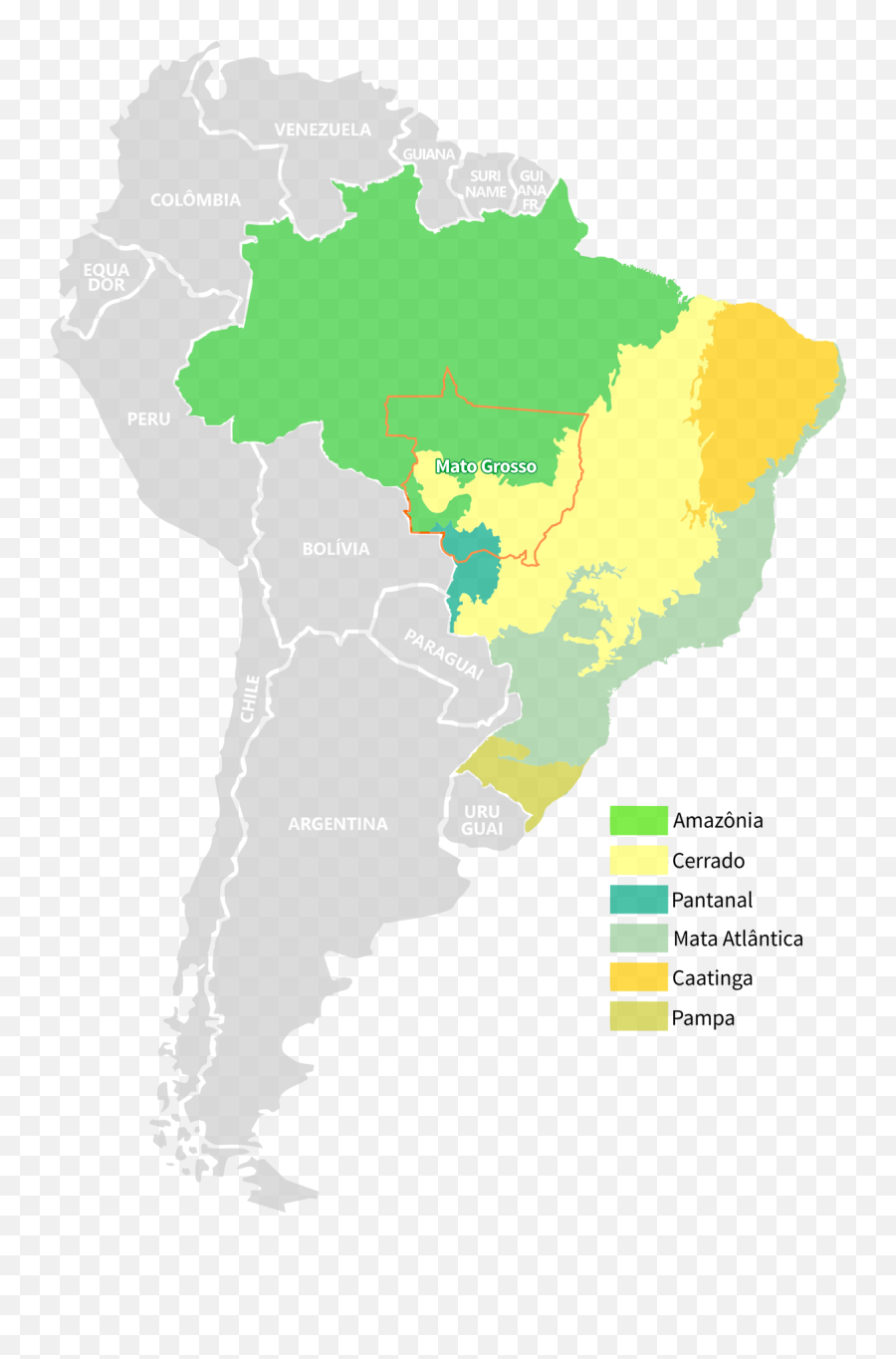 Download Mato Grosso Brazil South America - Brazil Png South America Map With Names,South America Png