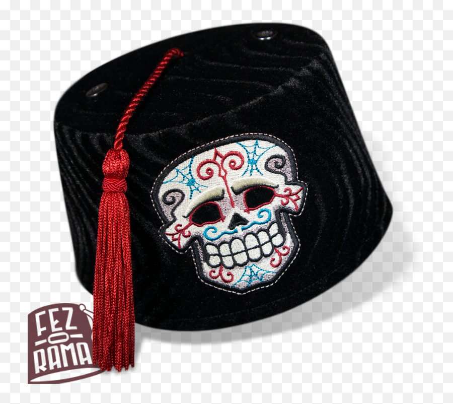 The Calavera Fez Pictured With A Red Tassel And Optional - Smile Png,Fez Png