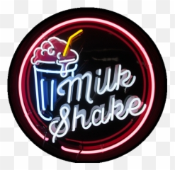 Milk Shakes Glass Circle Handmade Art Neon Sign - Signs png