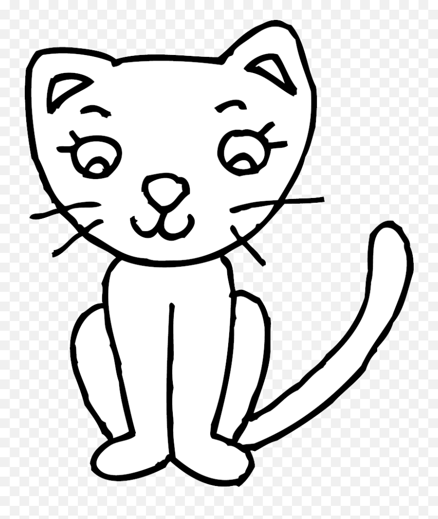 Kittens Clipart Outline Transparent Free - Black And White Simple Cat Clipart Png,Cat Outline Png