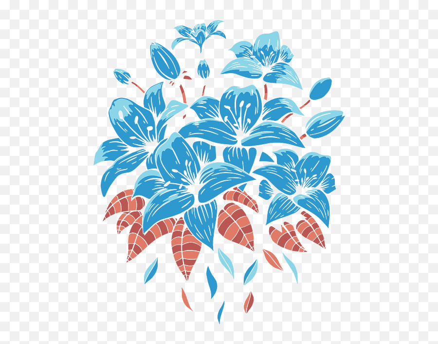 Blue Flowers Drawing Realistic Flower Tapestry - Decorative Png,Blue Flower Icon