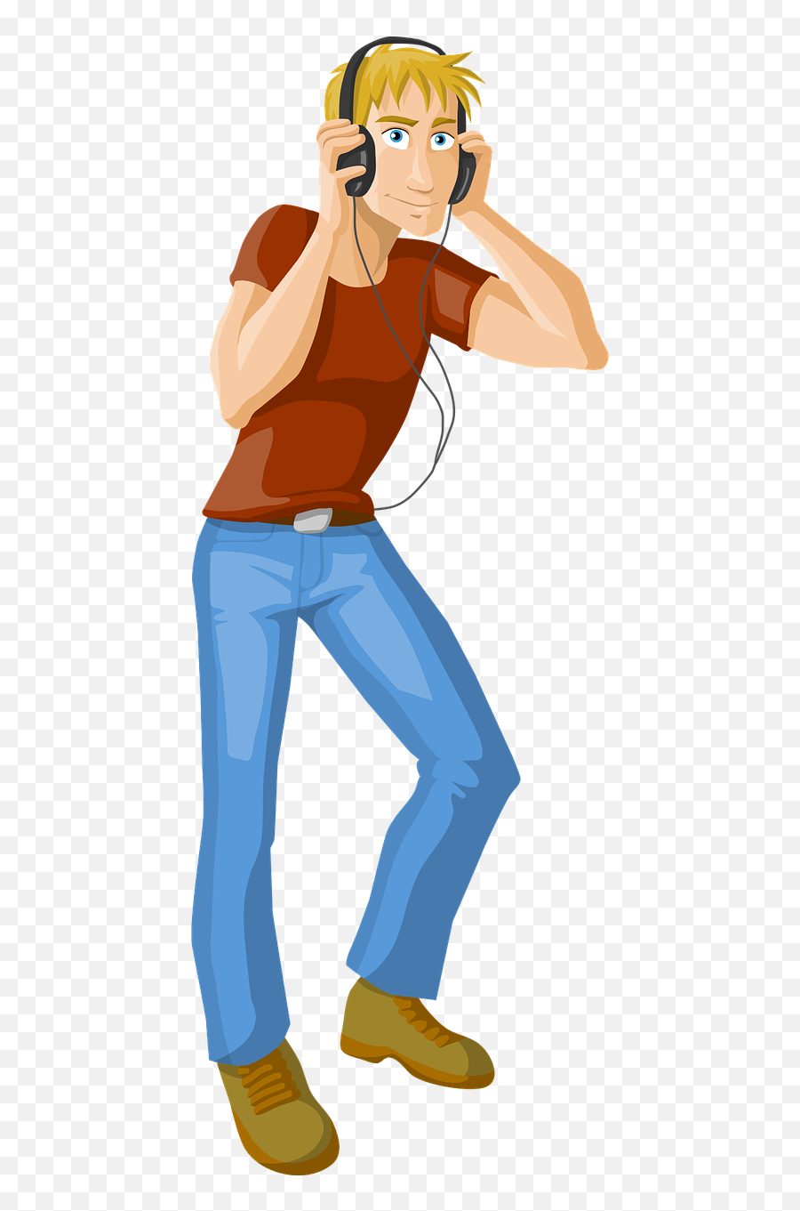 Man Guy Jeans Dancing Headphones Music Listening - Headphone With Man Png,Cartoon Headphones Png