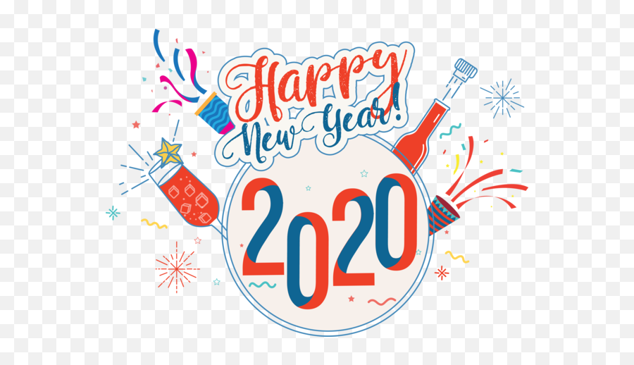 New Year 2020 Text Font Line For Happy - Happy New Year 2020 Sticker Png,New Year Logo Images