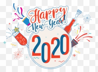New Year 2020 Text Font Line For Happy - Sticker Png