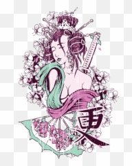 Geisha Womenu0027s T - Shirt for Sale by Jacob Zelazny Vector Art Free Design png