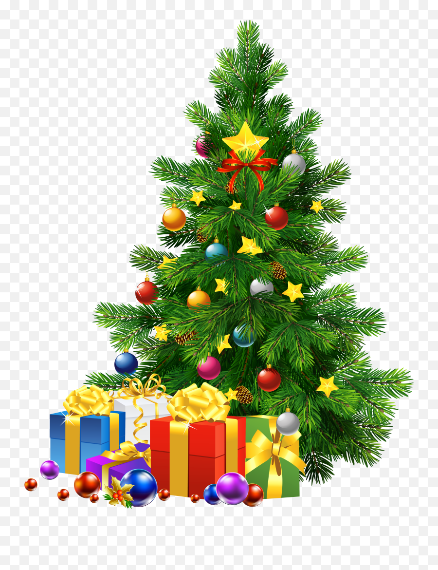 Download Happy Christmas Tree Png - Christmas Tree With Gifts Png,Xmas Tree Png