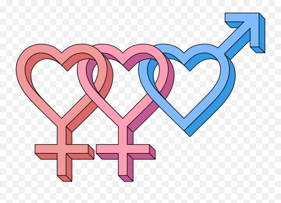 Filefemale Bisexual Hearts 3d Symbolsvg - Wikimedia Commons Female Bisexual Symbol Png,Falling Hearts Png