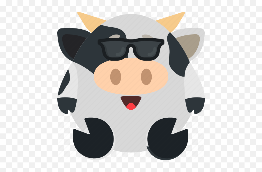Cool Cow Emoji Emoticon Emotion Icon - Pig Shocked Png,Cow Emoji Png