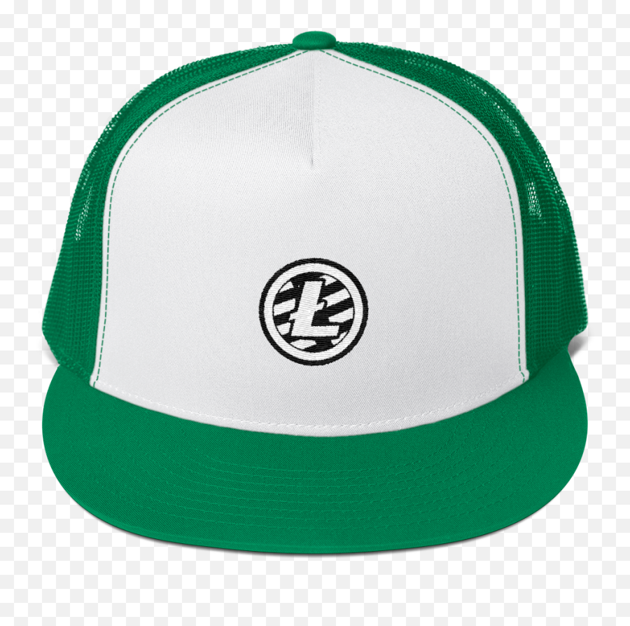 Litecoin Logo Trucker Snapback Cap Many Colors Available - Green Trucker Hat Flat Brim Png,Litecoin Logo Transparent