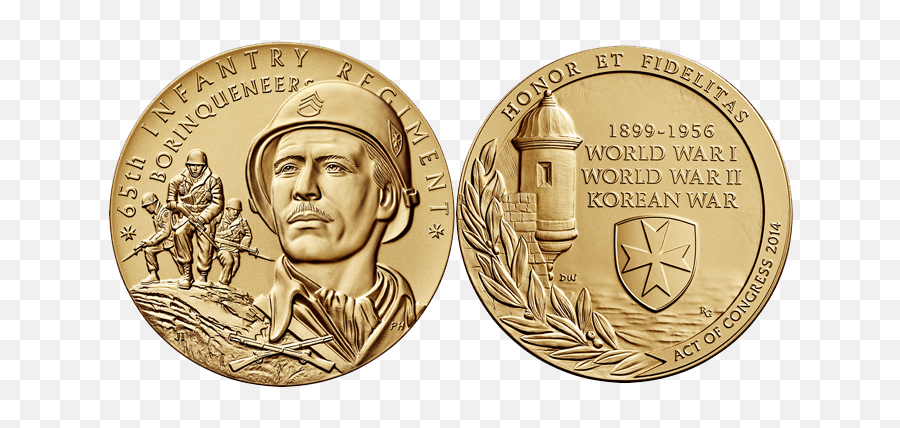 Download The Borinqueneers Congressional Gold Medal Ceremony - Award Winning Gold Coin Png,Medal Of Honor Png