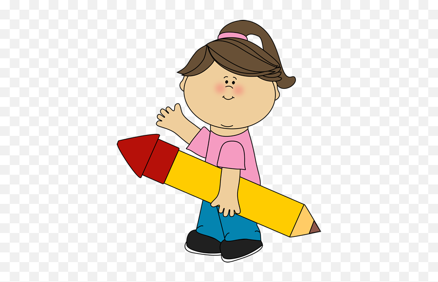 Download Free Png Kids Writing Clipart - Girl With Pencil Clipart,Writing Clipart Png