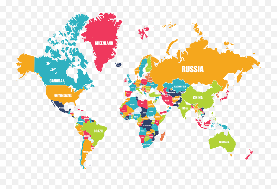 Elegant World Map Image Png - Countries World Map Png,World Map Png Transparent Background