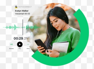 Virtual Voicemail Services - GoToConnect College Student With Iphone png
