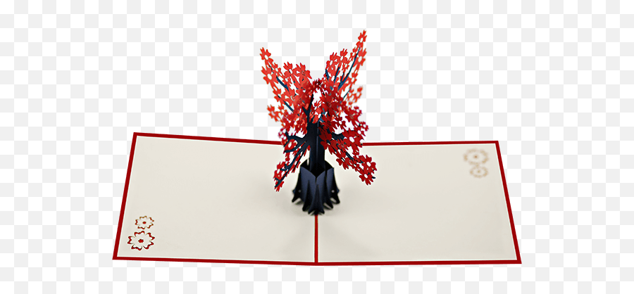 Red Cherry Blossom Tree 3d Card - Illustration Png,Cherry Blossom Tree Png
