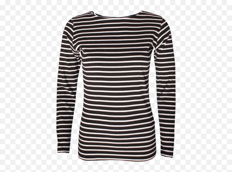 Bretonstripe Lady Striped Shirt Boat Neck Long Sleeves - Long Sleeve Black And White Striped Shirt Ladies Png,Black Shirt Png