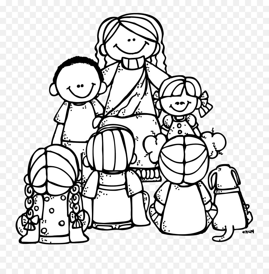 Prophecy Clipart Jesus Child - Love God Coloring Pages Png Jesus With Children Clipart Black And White,Jesus Hands Png