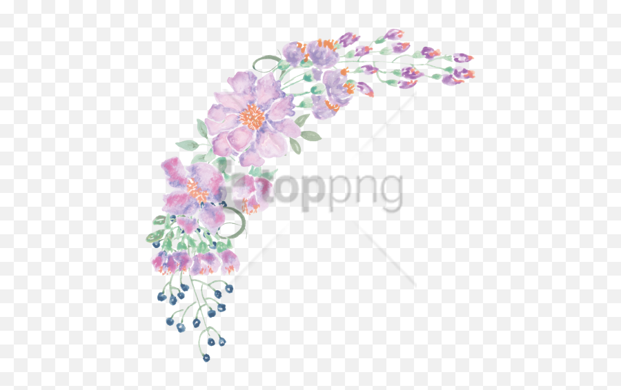 Watercolor Flowers Png Purple Image - Watercolour Purple Flower Png,Watercolor Flowers Transparent Background