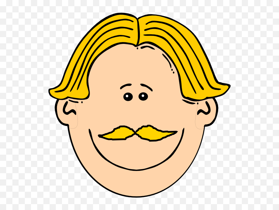 Smiling Man With Blond Hair And Mustache Clip Art - Boy Cartoon Face Png,Blond  Hair Png - free transparent png images 
