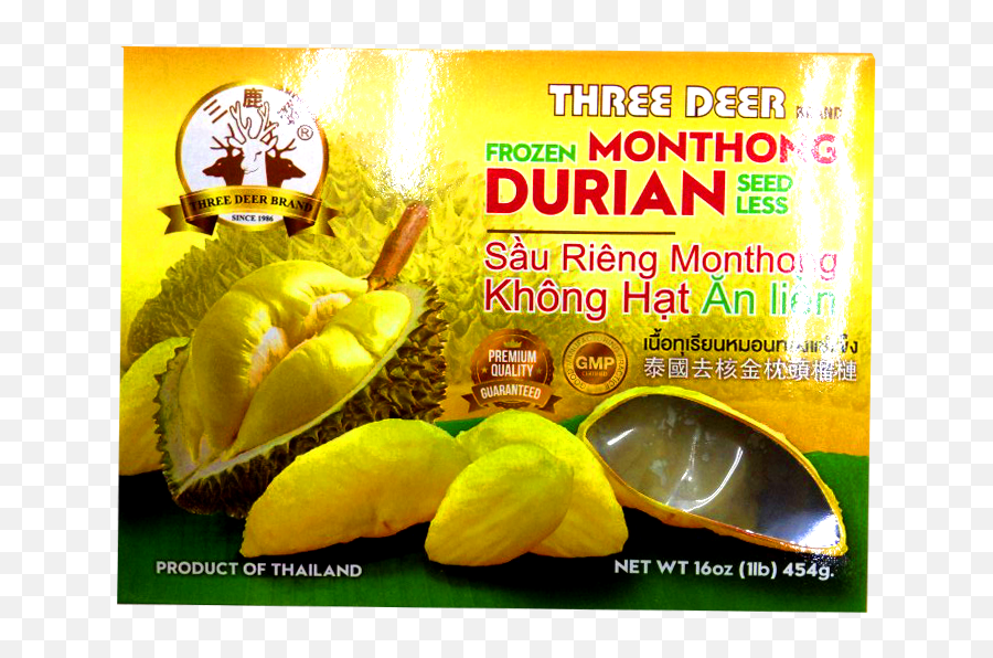 Frozen Durian - Three Deer Brand Frozen Monthong Durian Seedless Png,Durian Png
