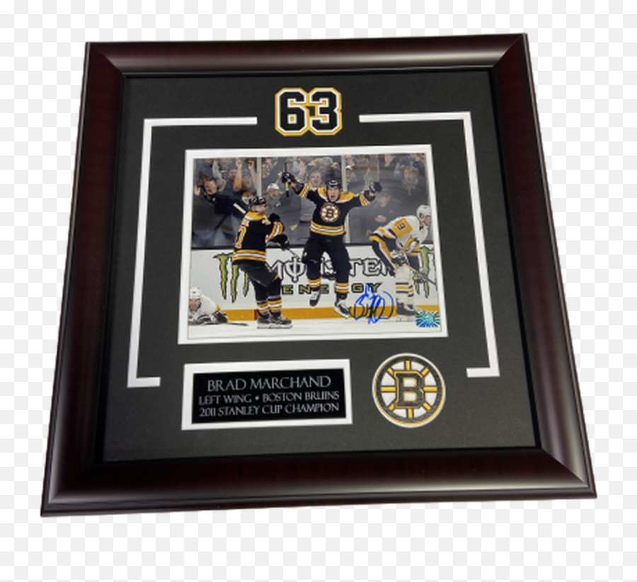 Brad Marchand Signed Autographed Celebration 16x20 Frame - Poster Frame Png,Gold Border Around Champion Not Icon