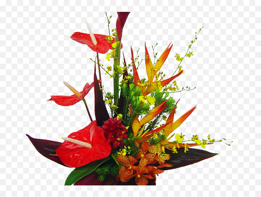 Bright Red Tropical Hawaiian Flowers - Tropical Bouquet Png,Hawaiian Flowers Png