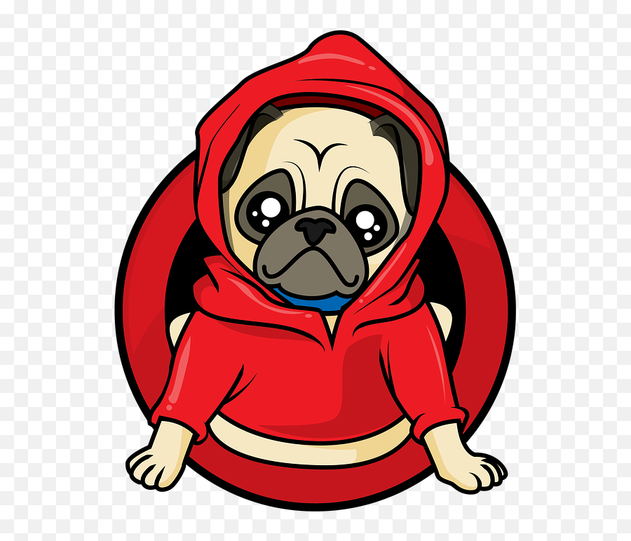 Pug Dog Animals - Pug In Red Hoodie Png,Pug Png