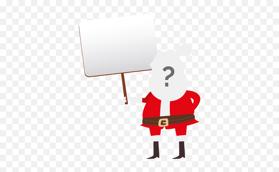 Santa Claus Interrogative Face Holding Signboard - Papai Noel Com Placa Png,Santa Claus Face Png