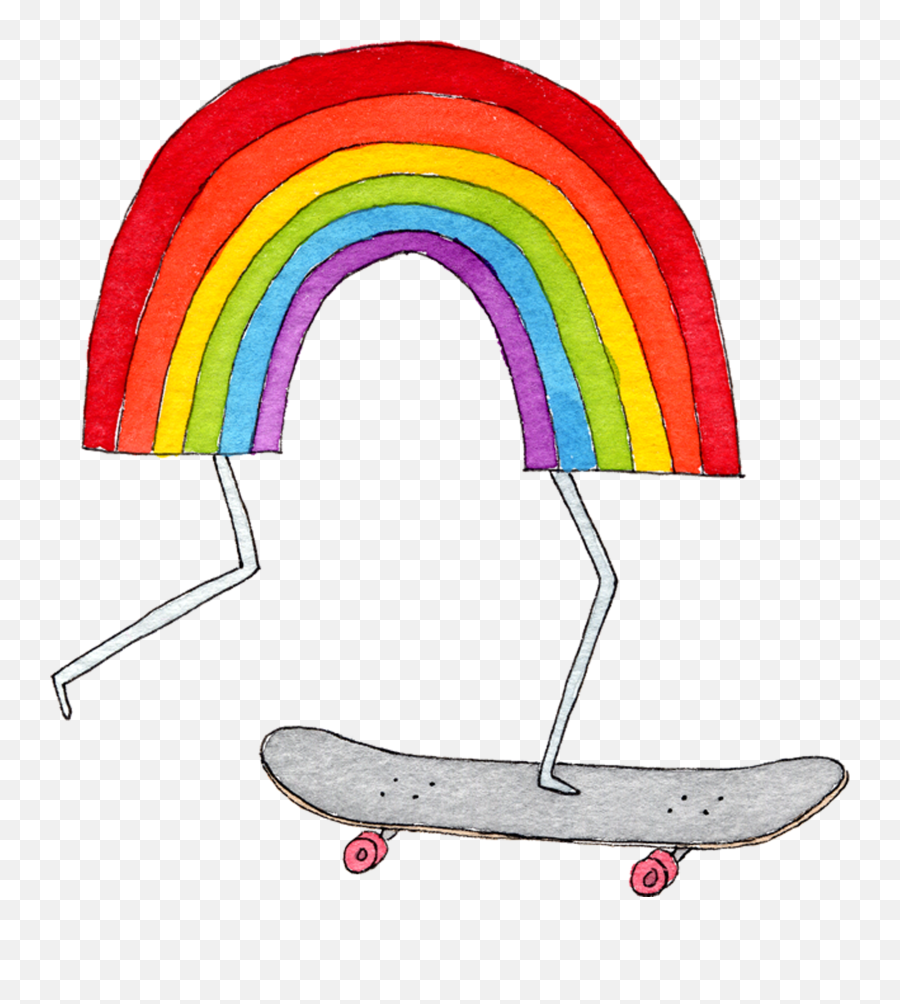 Rainbow Skateboard - Rainbow Riding A Skateboard Png,Skateboarder Png