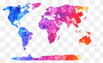 World Map Png Transparent Background - Watercolor