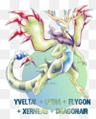 Pokemon Fusion Xerneas And Yveltal - Fusion Zygarde Yveltal Xerneas Png,Xerneas Png