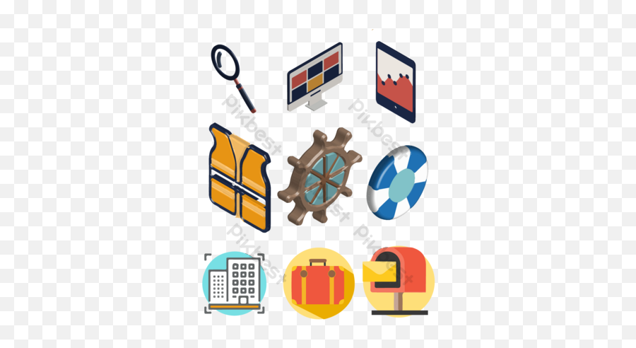 Colorful Flat Vector Project Management Icon Elements Ai - Horizontal Png,Flat Color Icon Set